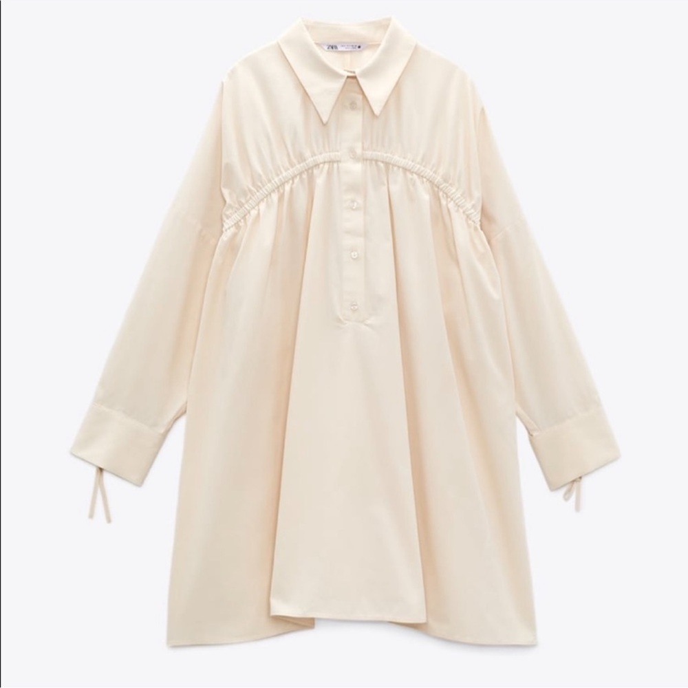 Zara A-line Ruched Shirt Dress-NWOT